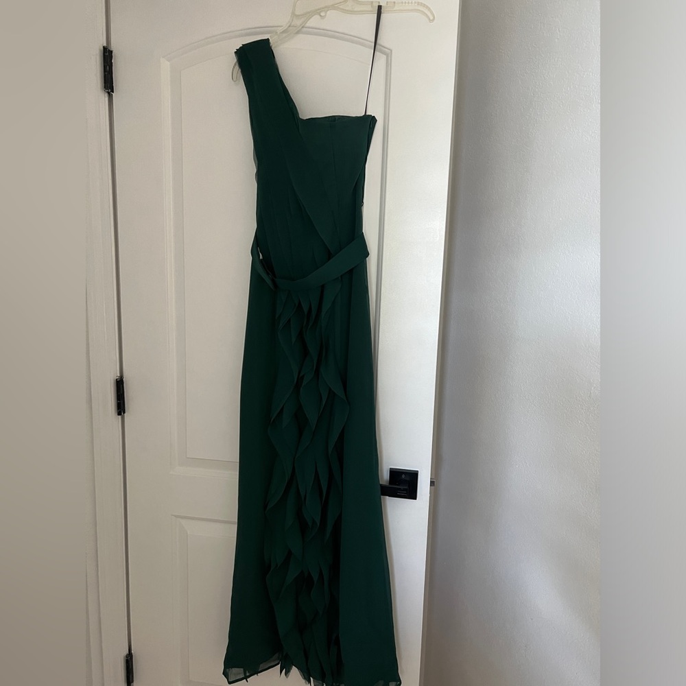 Emerald green, one shoulder, bridesmaid dress size 0